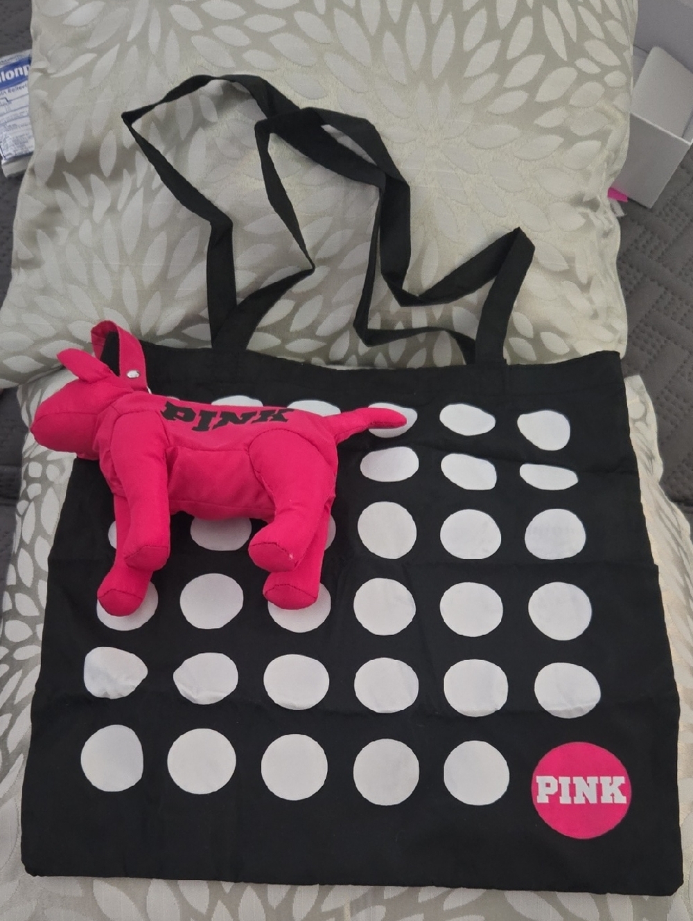 Victoria's Secret PINK Foldable Polka Dot Tote with Pink Logo
